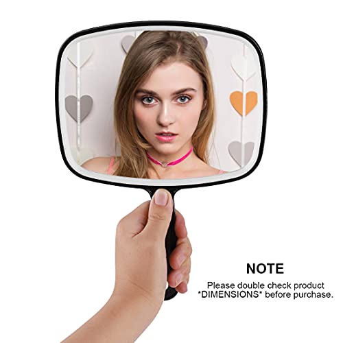 Large Wall Mount Hand Mirror with Handle Square Black 10.3inx7.3in J68914