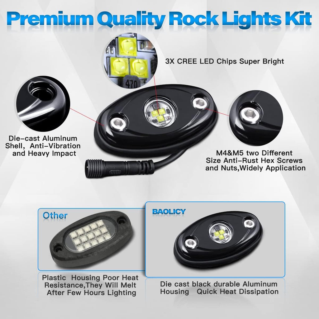 12Pods LED Rock Lights Kit with Switch Wire Harness X396