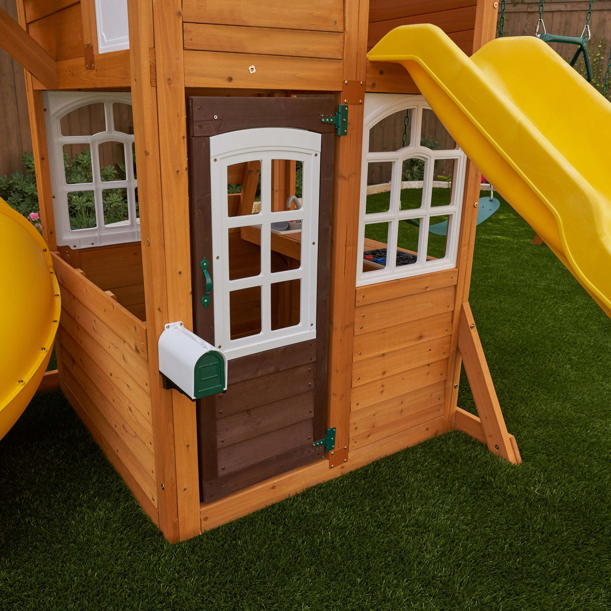 Wooden Swing Set with Slide and Play Kitchen S81621