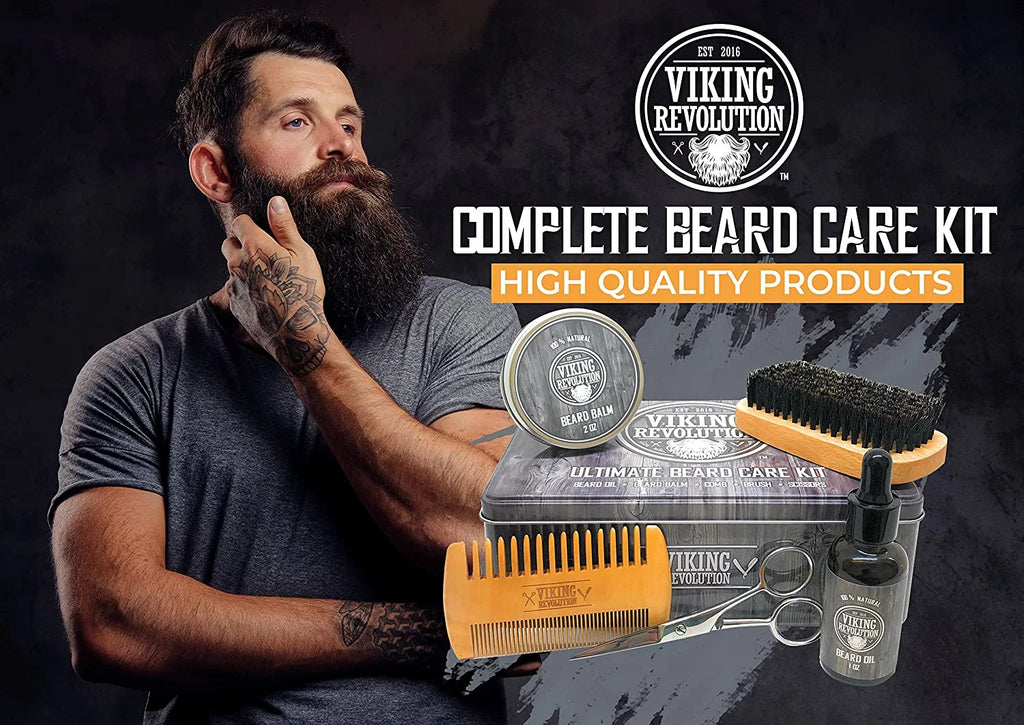 Beard Care Kit with Beard Balm, Beard Oil, Scissors Y655621