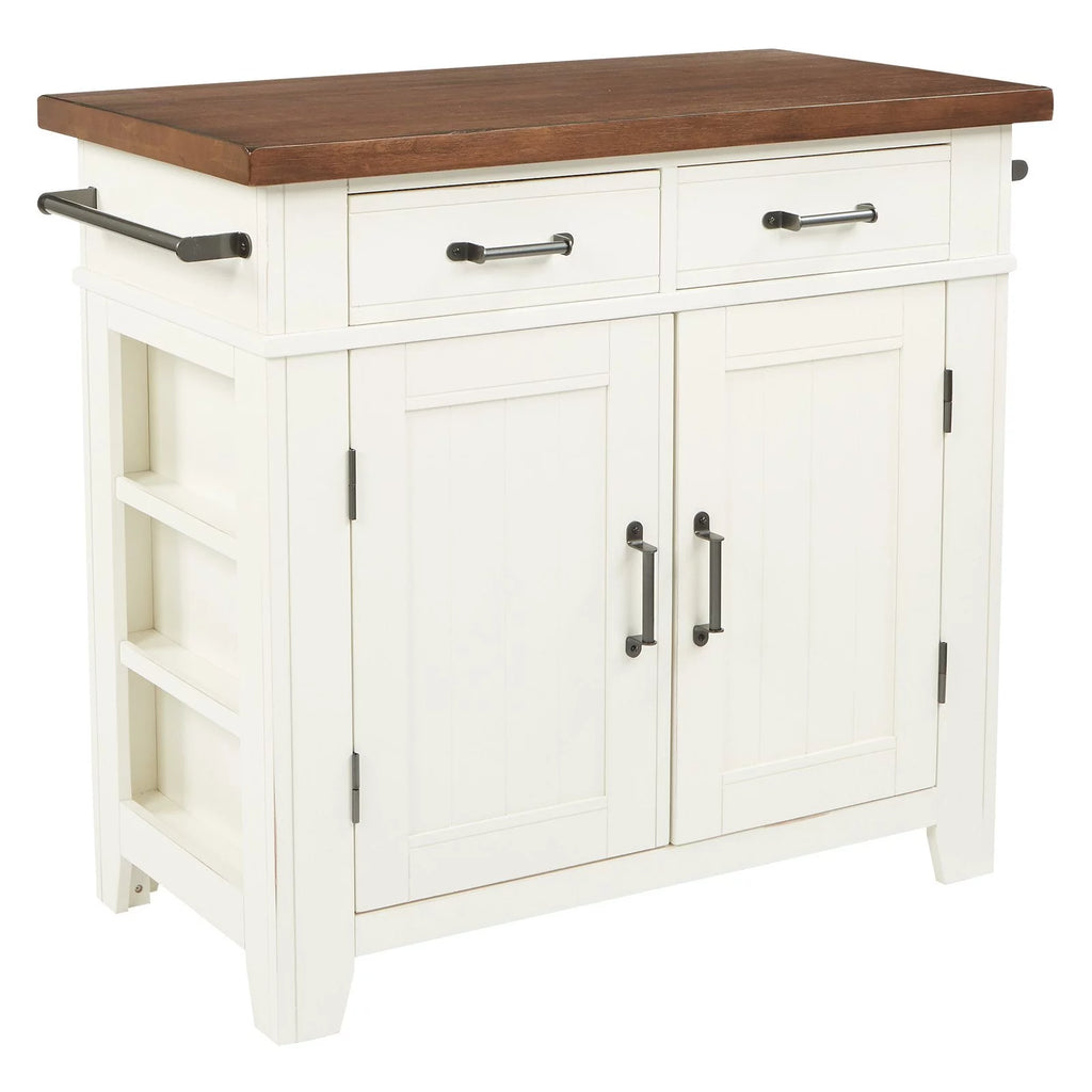 Black Kitchen Island with Vintage Oak Top E70097