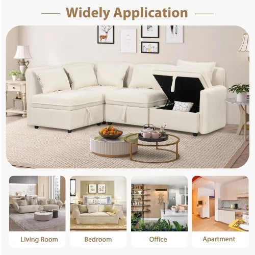 Oversized Chenille Sectional Sofa with Storage S465570