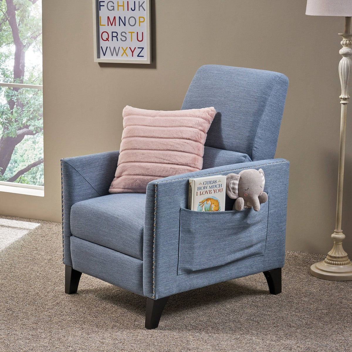 Light Blush Fabric Push Back Recliner U726