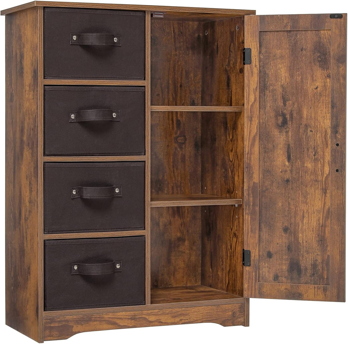 Rustic Brown Storage Cabinet with 4 Removable Drawers and 1 Door N366