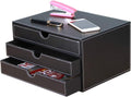 Black PU Leather 3 Drawer Stackable File Cabinet O836