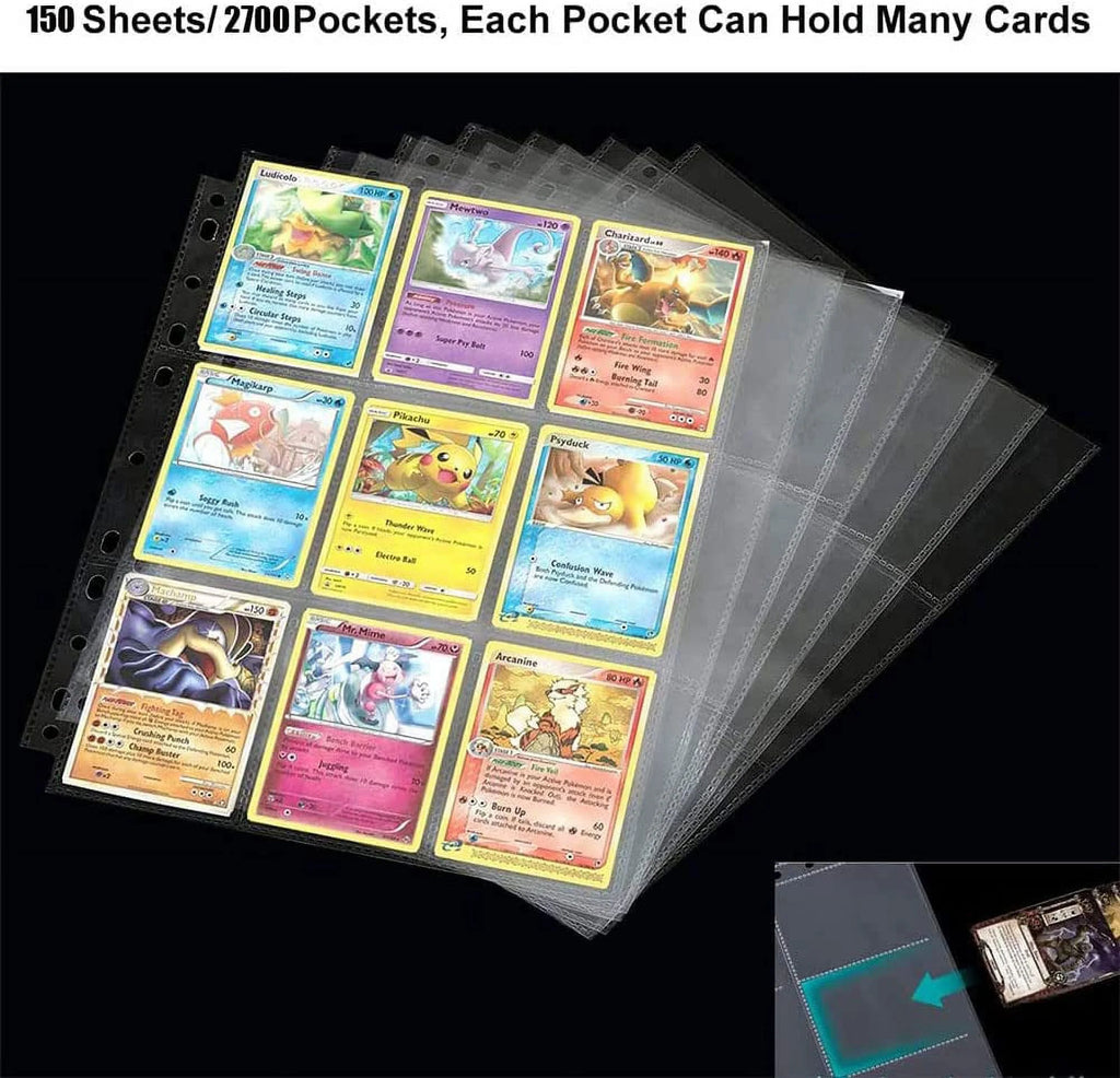 150 Pack Double Side 9-Pocket Trading Card Sleeve Pages Y942614
