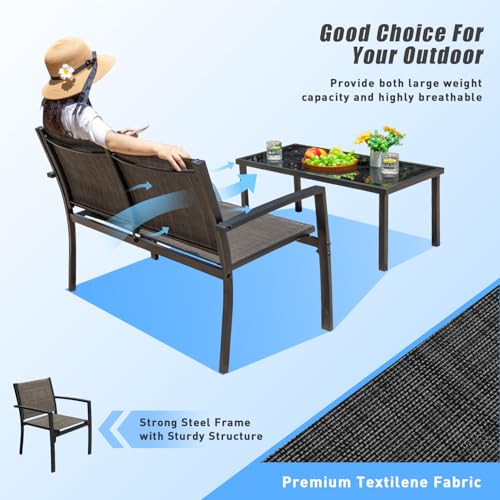 4 Pieces Patio Furniture Set with Glass Coffee Table S115