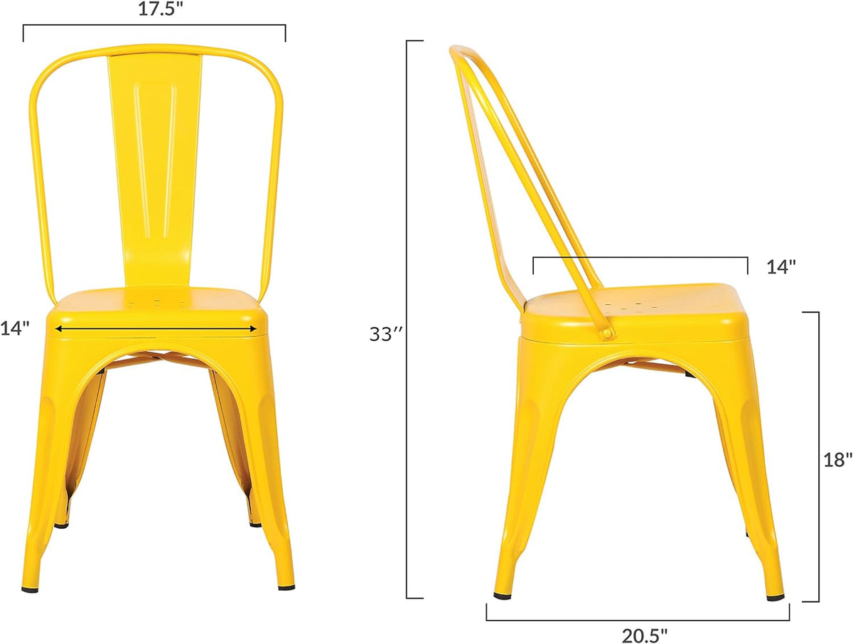 Yellow Metal Stackable Dining Chair (Set of 4) L978