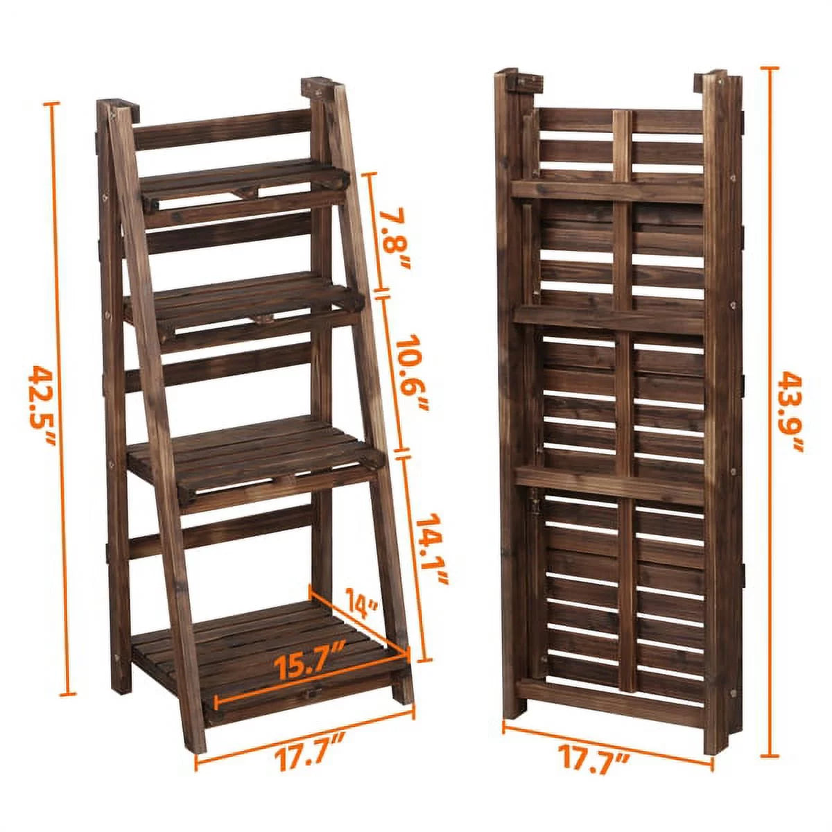 4 Tier Foldable Wooden Flower Stand Ladder Shelves L24566
