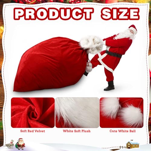 2 Pcs 56 x 36 Inch Extra Large Velvet Santa Gift Bag with Drawstring G541068