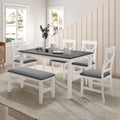 6 Piece Dining Table Set with 4 Chairs and Upholstered Bench A7041
