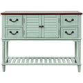 Antique Blue Wood Console Table with Shutter Doors and 4 Drawers F2555