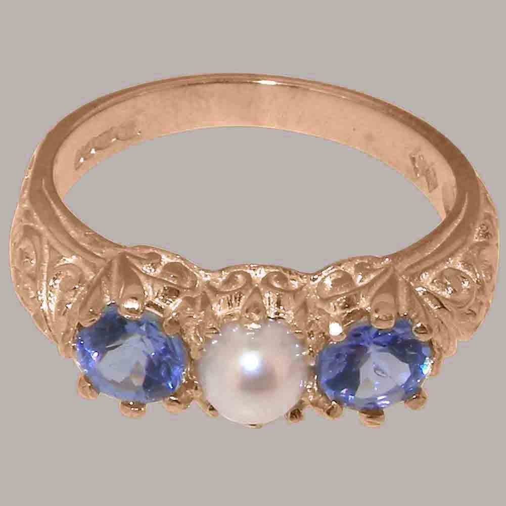 10k Rose Gold Cultured Pearl Tanzanite Ring O525