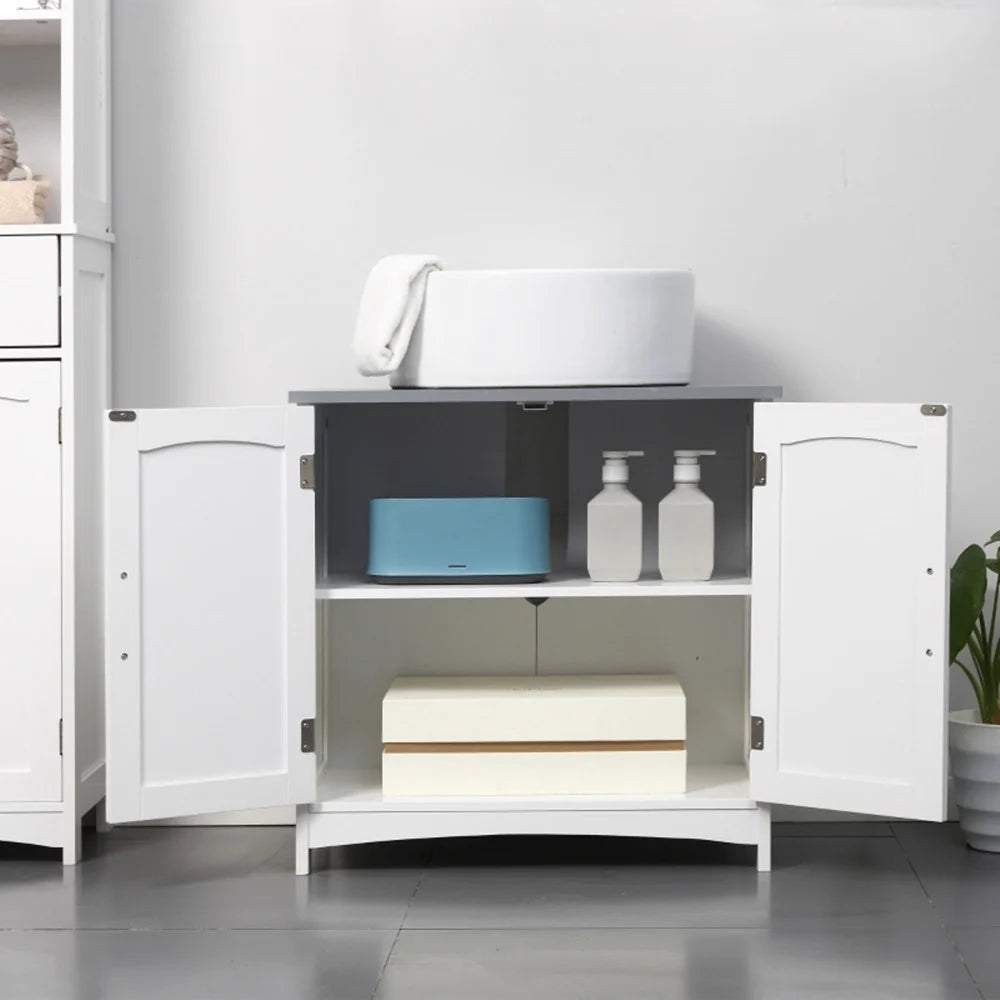 White Under Sink Storage Cabinet B152284