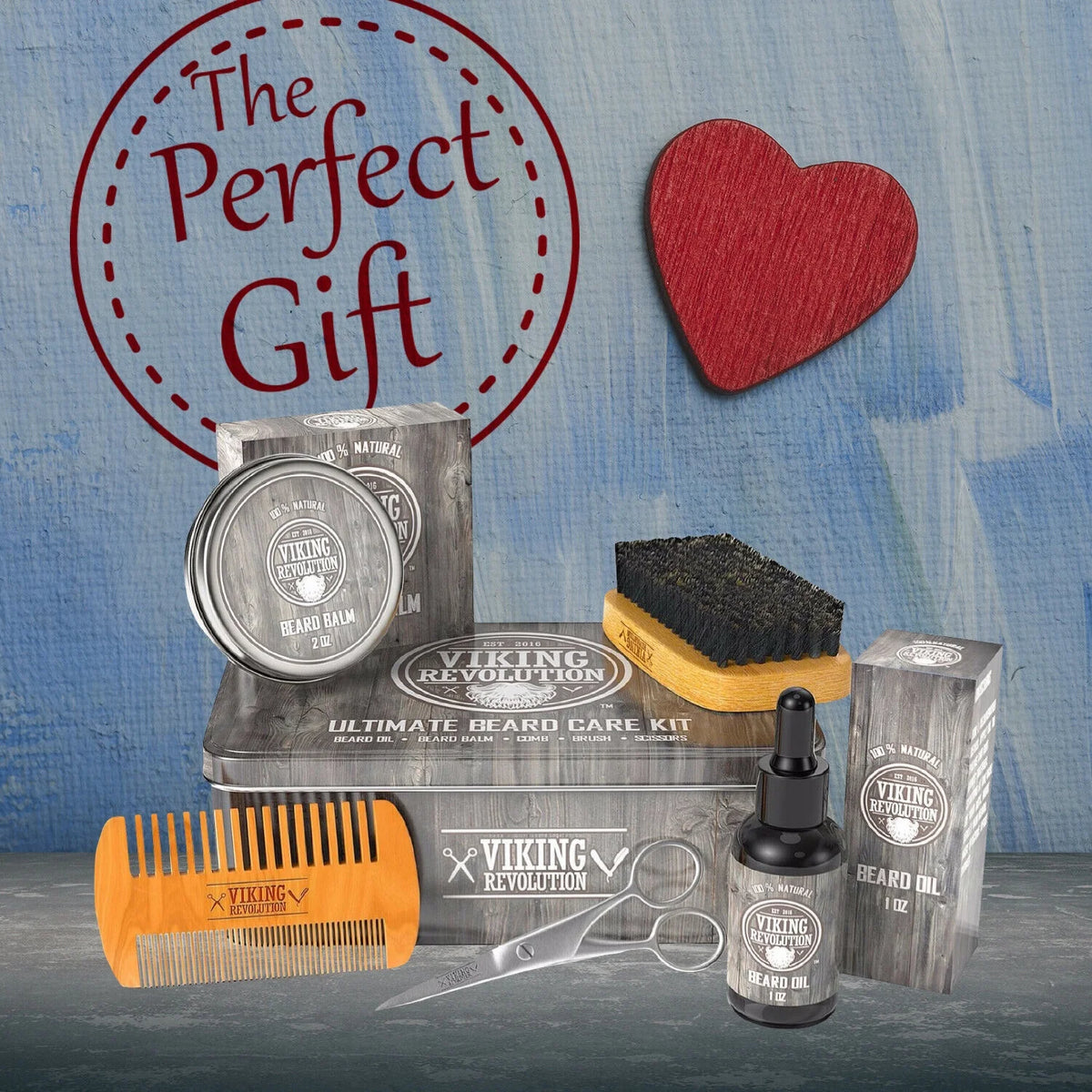 Beard Care Kit with Beard Balm, Beard Oil, Scissors Y655621