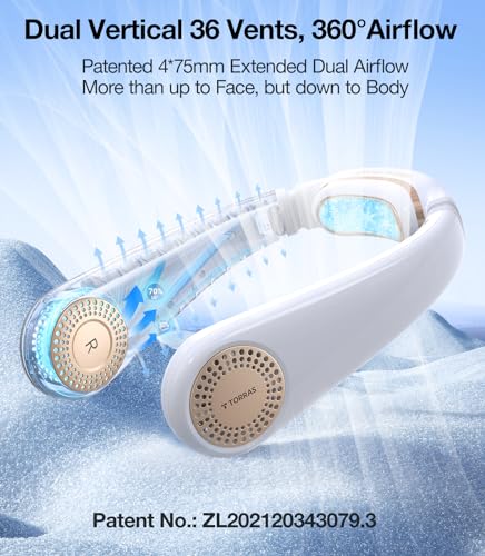Portable Neck Fan 4000 mAh Rechargeable Bladeless Fan 3 Speeds C7904