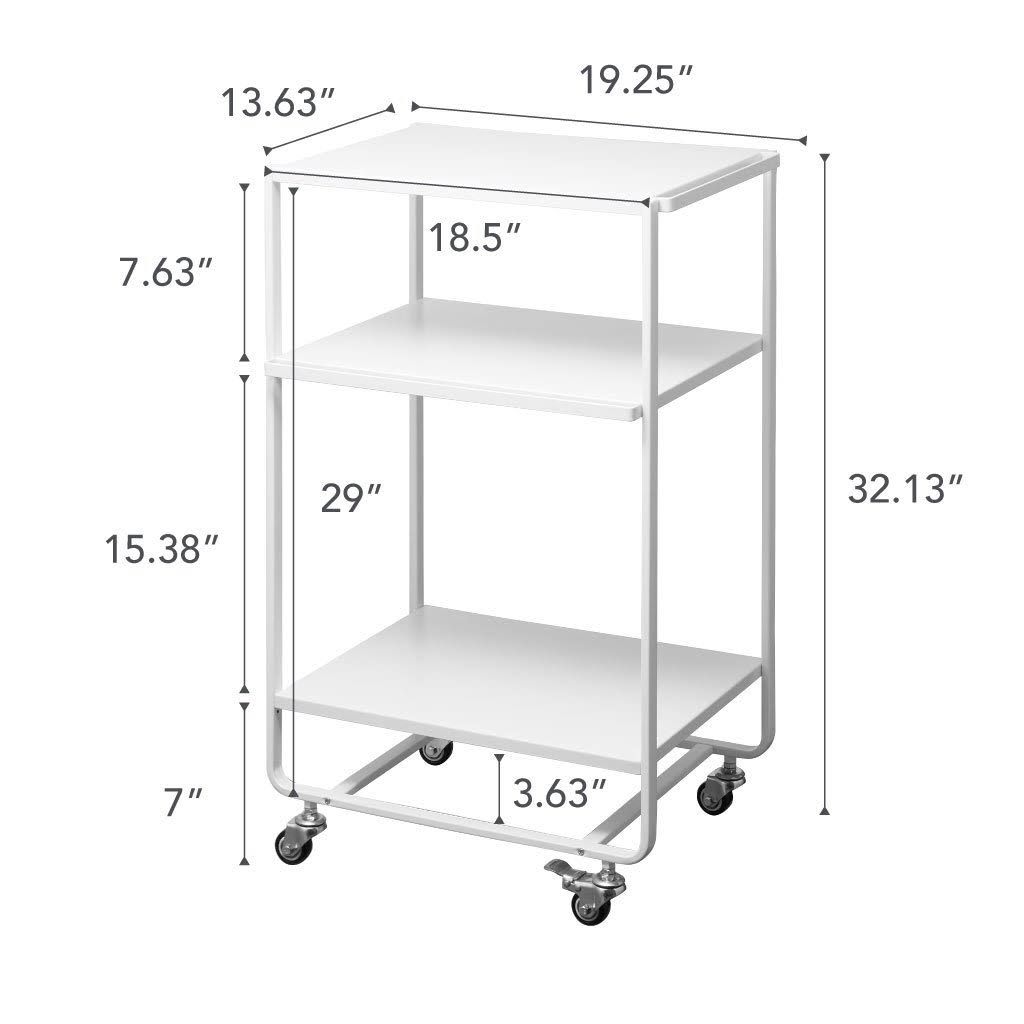 Black Steel Three-Tier Rolling Server Cart W94695