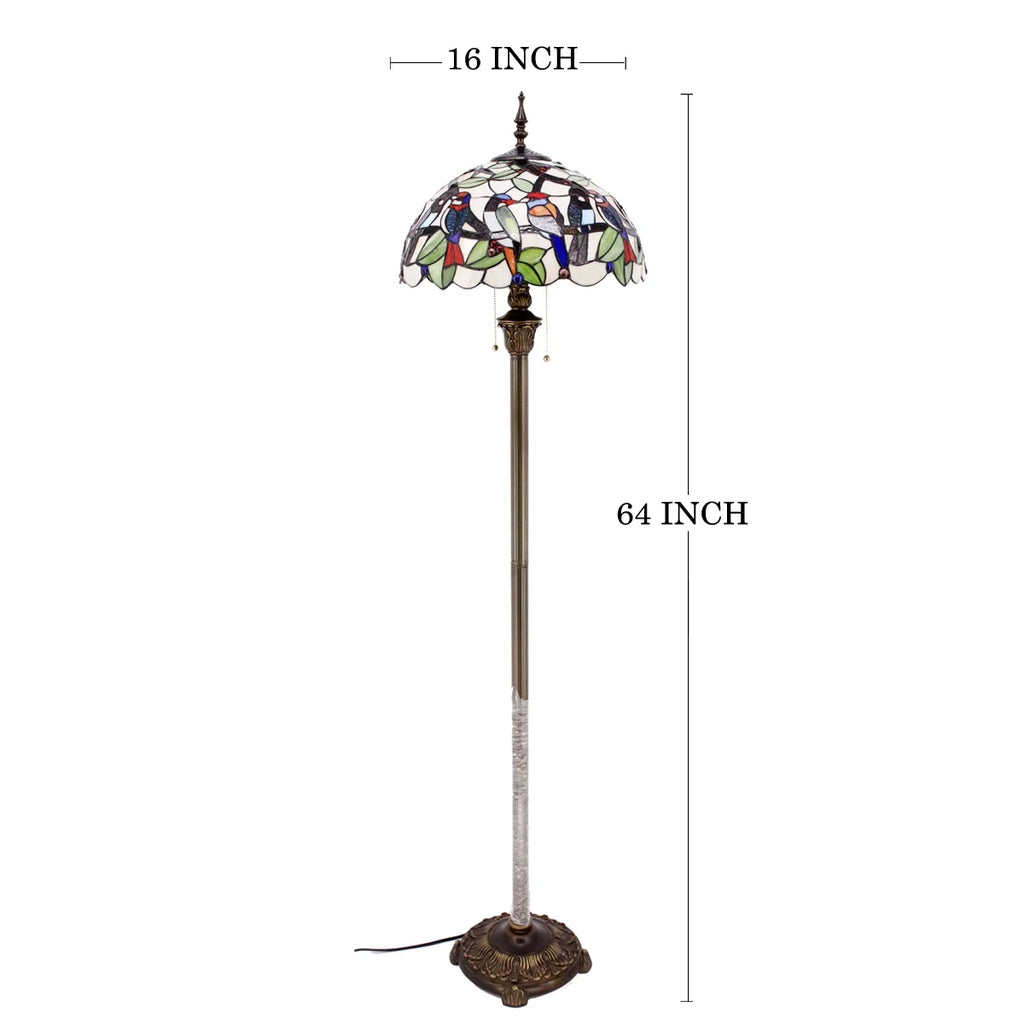 Bronze Floor Lamp with Stained Glass Shade G61077