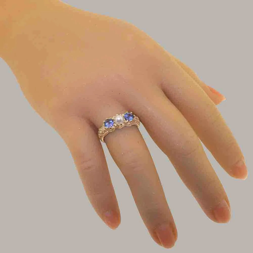 10k Rose Gold Cultured Pearl Tanzanite Ring O525