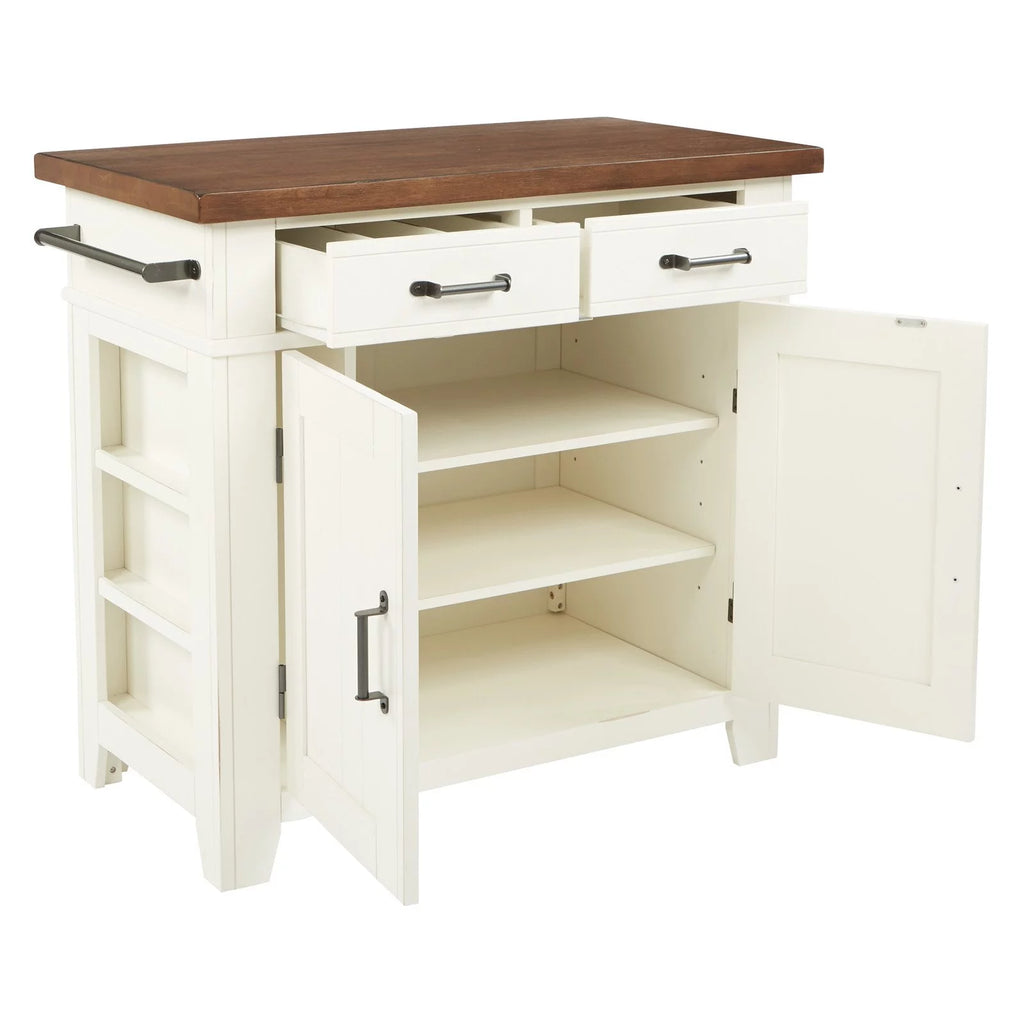 Black Kitchen Island with Vintage Oak Top E70097