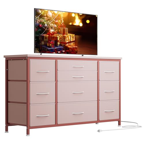 Black 10 Drawer Dresser with Power Outlet P85120