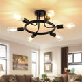 Black 6 Lights LED Semi Flush Mount Ceiling Light T793997