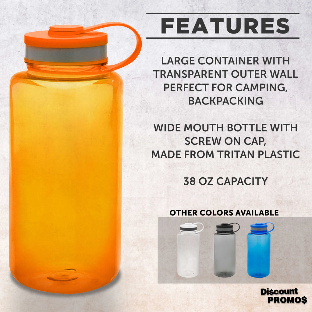Plastic Sports Water Bottles with Flip Lid 38 oz. Set of 10 F2811