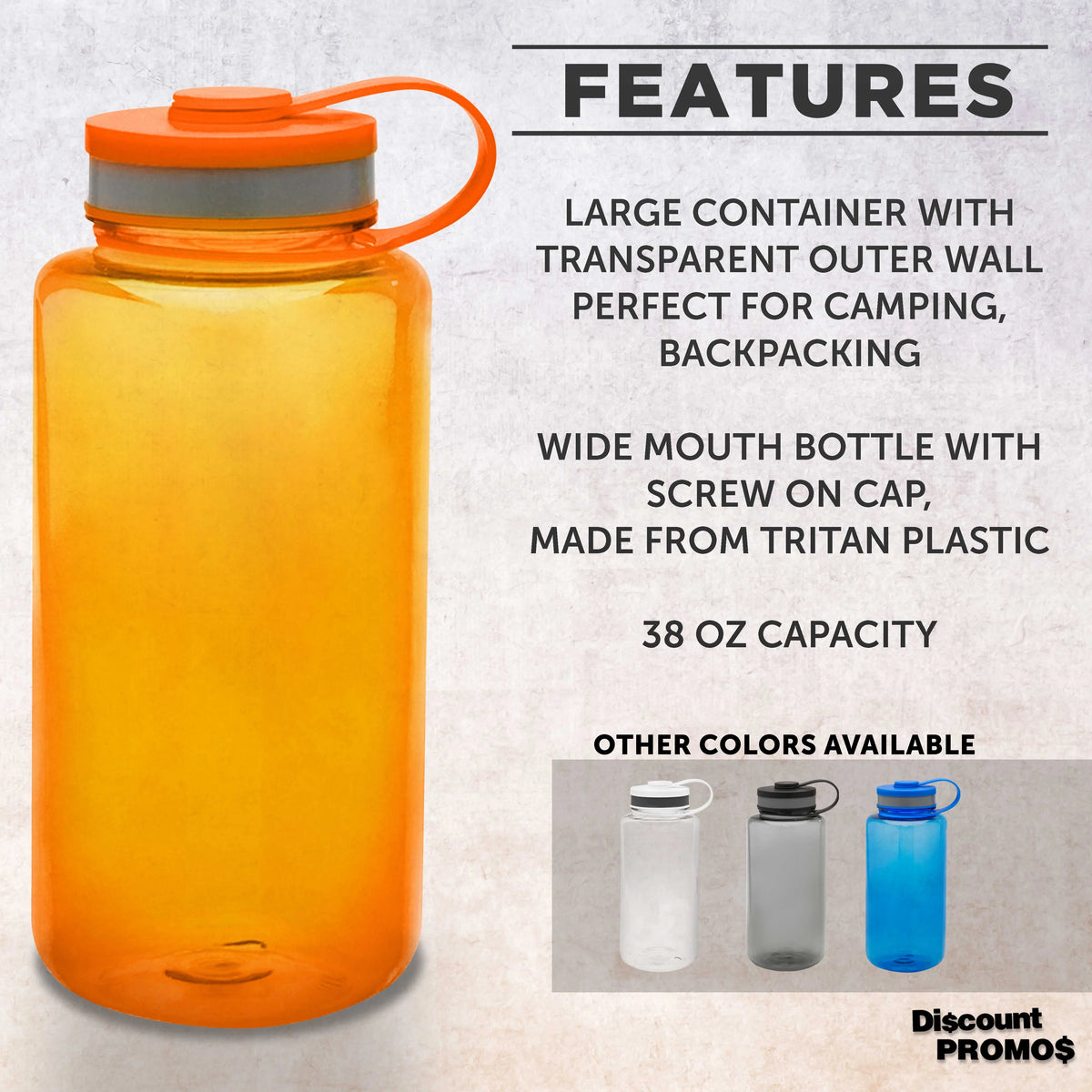 Plastic Sports Water Bottles with Flip Lid 38 oz. Set of 10 F2811