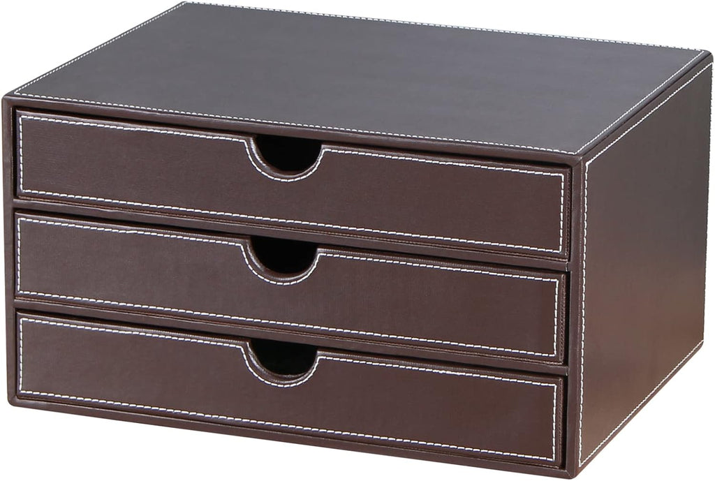 Black PU Leather 3 Drawer Stackable File Cabinet O836
