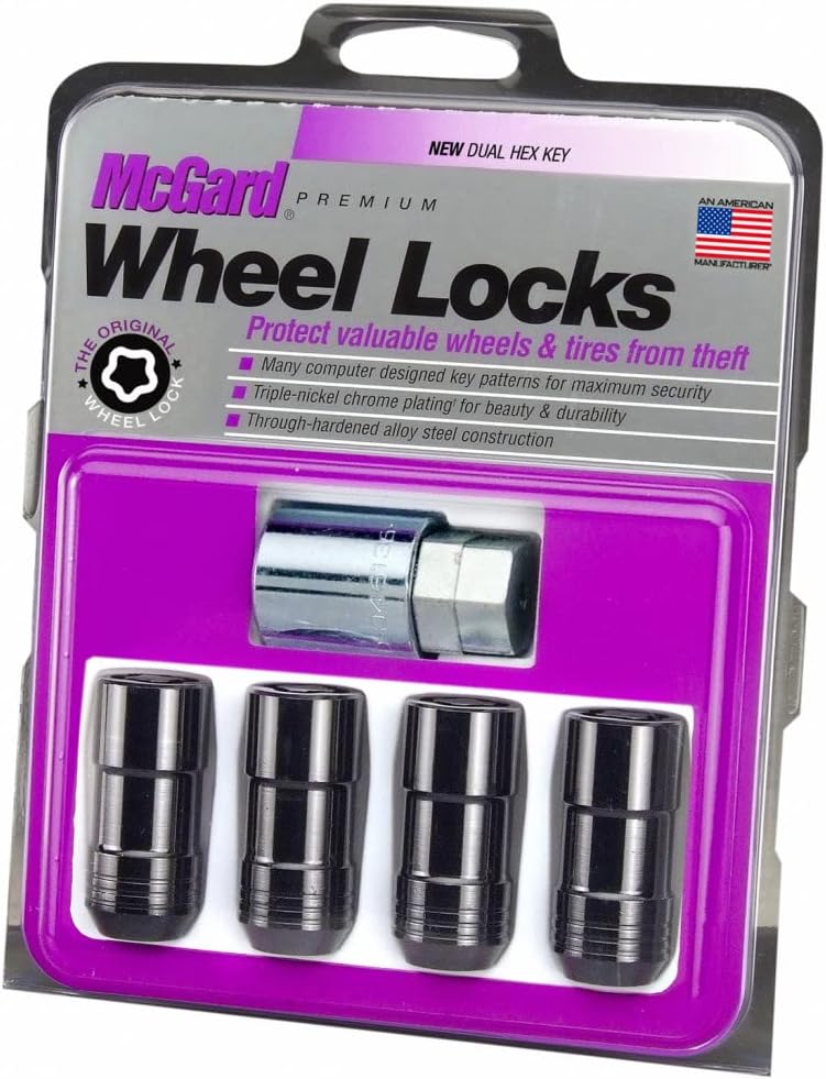 Wheel Lock Nut Set, 4 Pack, Cone Seat, M14 x 1.5, 21mm & 22mm Dual Hex, Black H9132