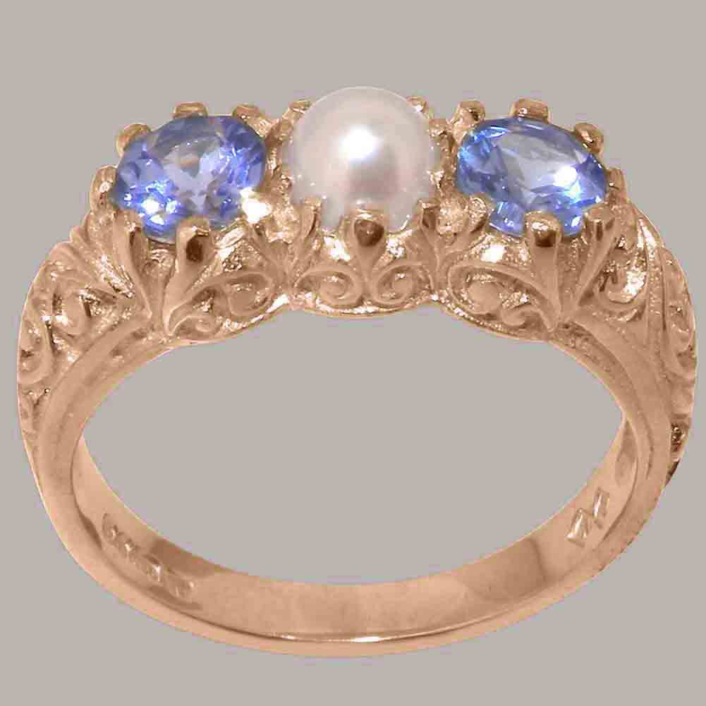 10k Rose Gold Cultured Pearl Tanzanite Ring O525