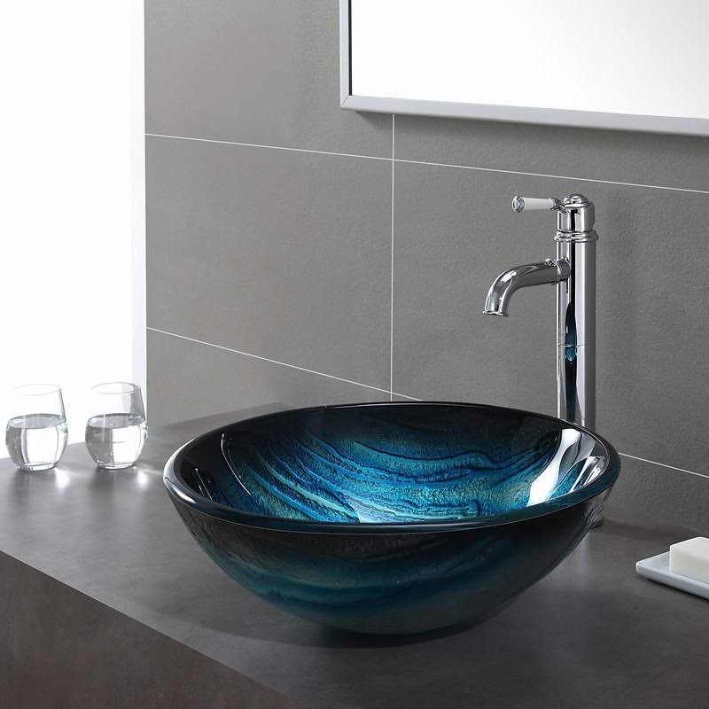 Glass Circular Vessel Bathroom Sink X645402