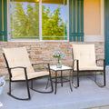 3 Piece Beige Outdoor Rocking Chair Set C80886