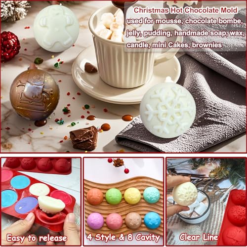 2 Pcs 8-Cavity Christmas Hot Cocoa Bomb Silicone Mold W421
