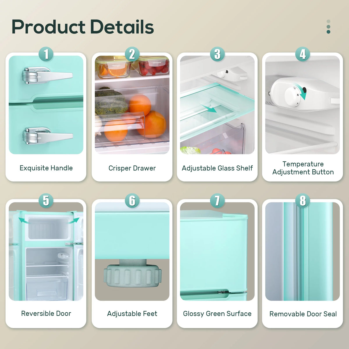 Mini Refrigerator 3.2Cu.Ft Compact Fridge 2-Double Doors with a Freezer I20151