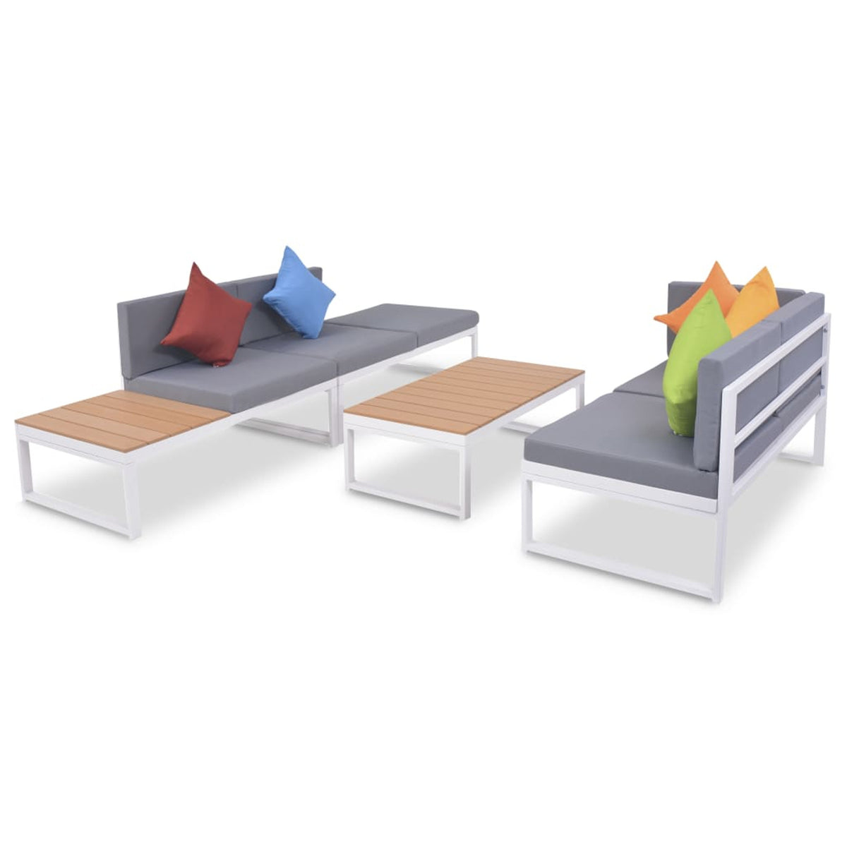 4 Piece Outdoor Conversation Sectional Sofa Set with Coffee Table Aluminum Frame Patio Lounge Set N27835