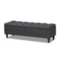 Charcoal Fabric Upholstered Wood Storage Bench Ottoman A494328