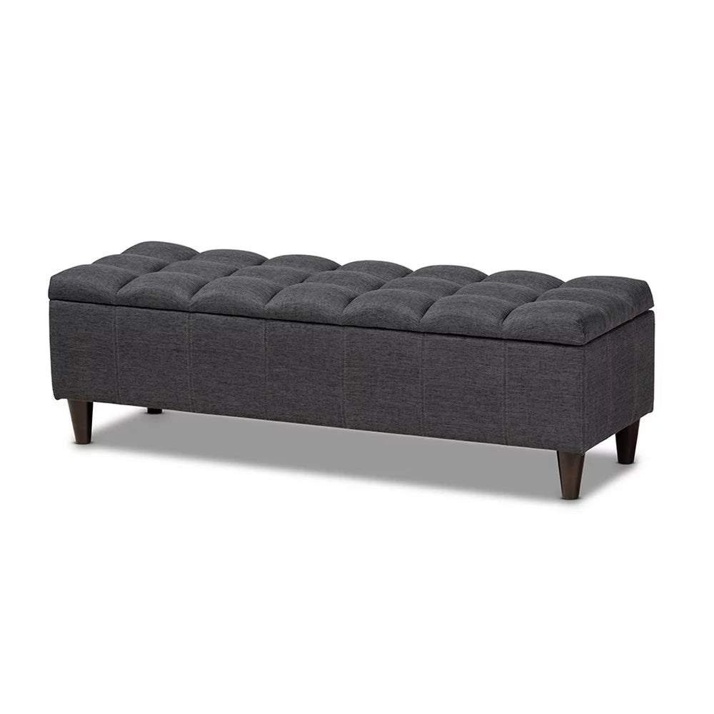 Charcoal Fabric Upholstered Wood Storage Bench Ottoman A494328