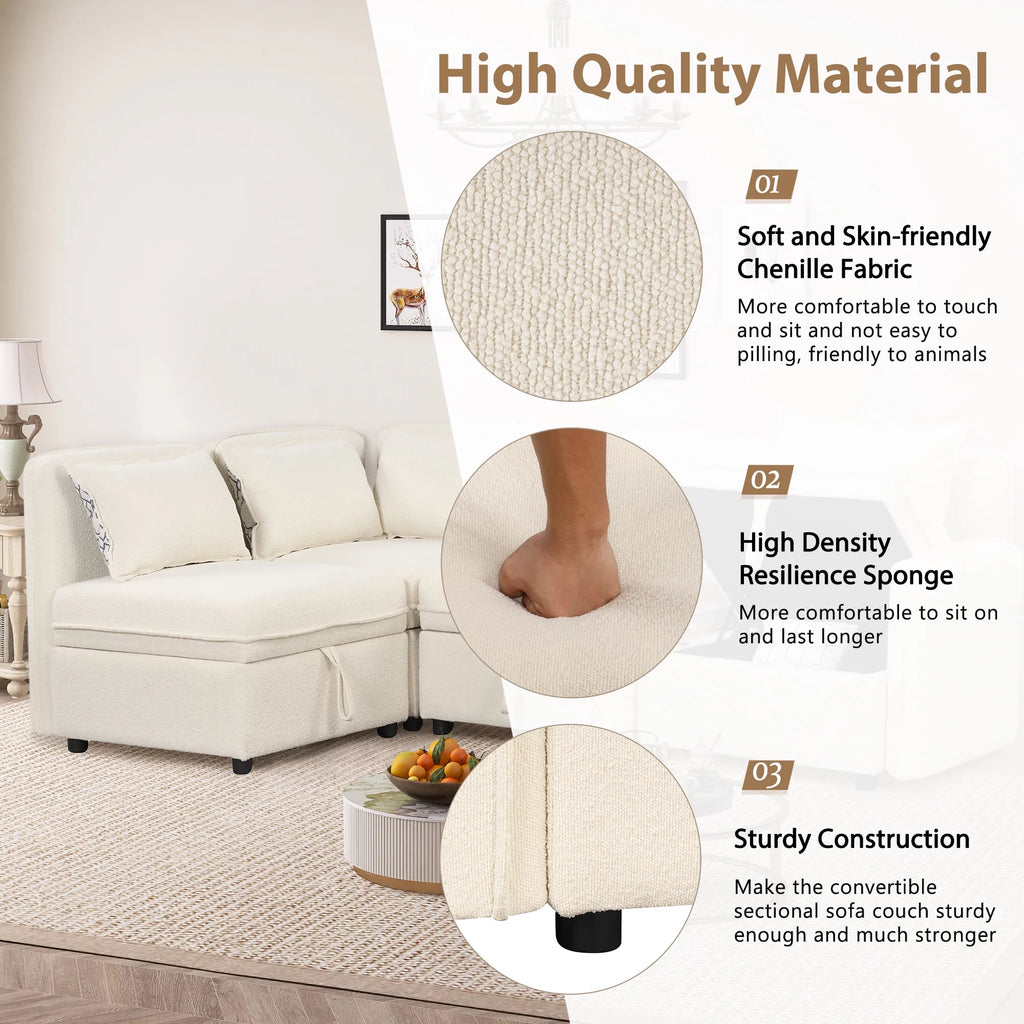Oversized Chenille Sectional Sofa with Storage S465570