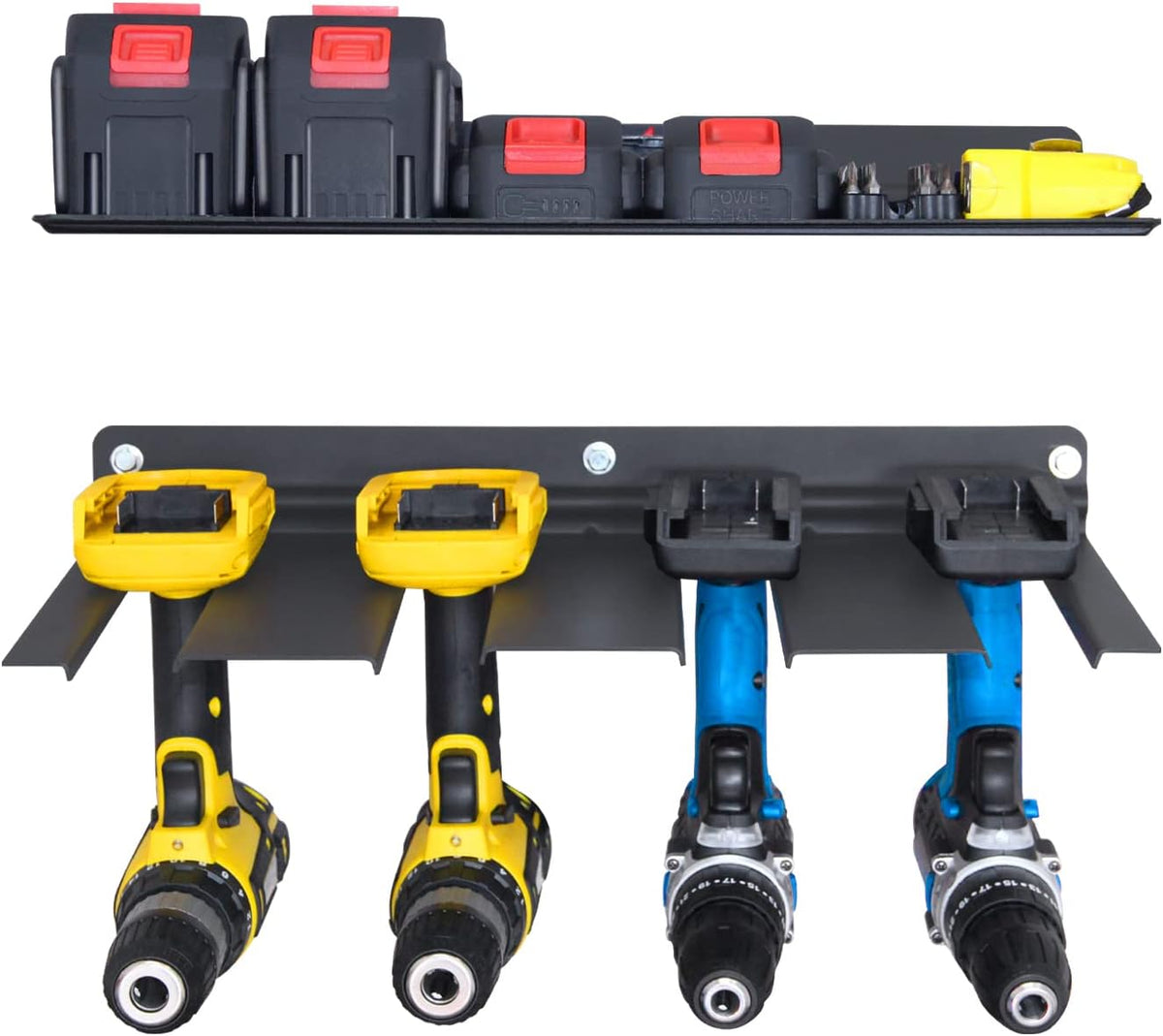 Cordless Drill Storage Rack Holds 4 Drills, Wall Mount Storage Holder, Heavy Duty Aluminum, Pack of 2 X6091