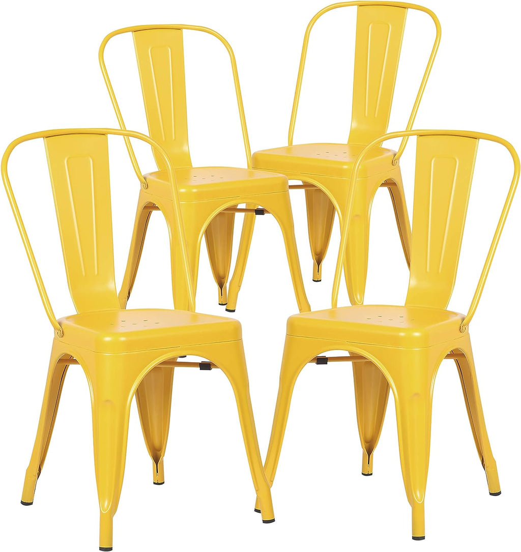 Yellow Metal Stackable Dining Chair (Set of 4) L978
