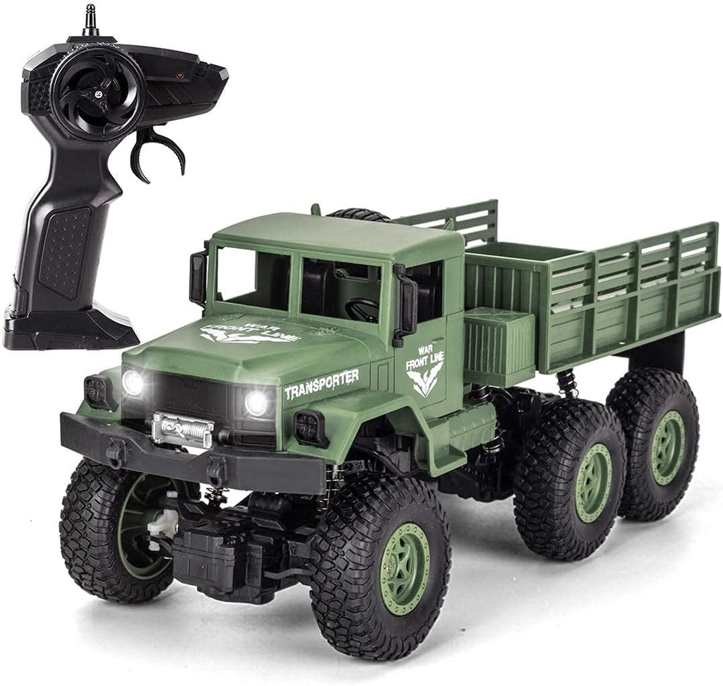 RC Military Truck Off-Road Remote Control Car 2.4Ghz 4WD 1:18 Scale Toy Vehicle Pack of 2 Q32172