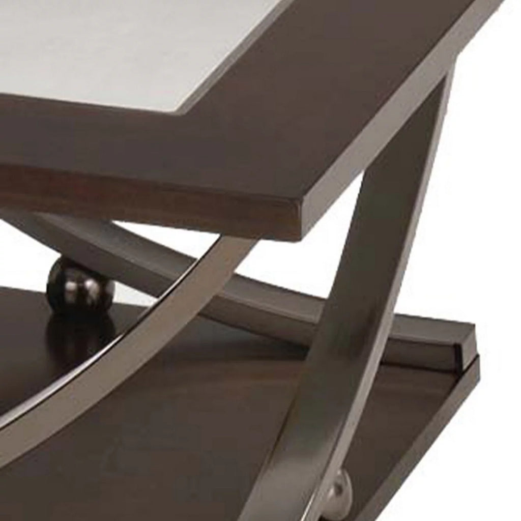 Brown and Black Wood Coffee Table with Castors G17784