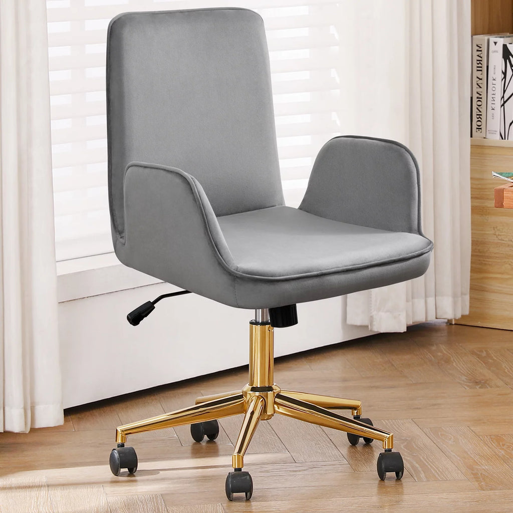 Grey Velvet Upholstered Desk Chair F6897