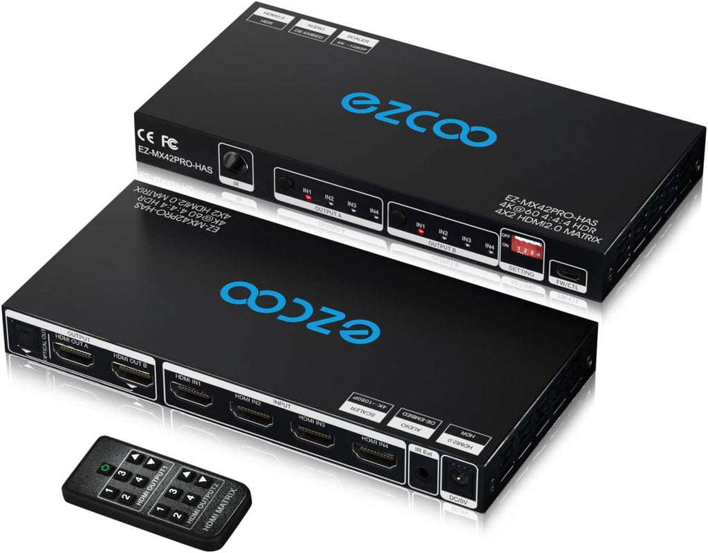 HDMI Matrix 4 In 2 Out 4K 60Hz HDR 10 SPDIF 5.1CH Audio Extractor G303