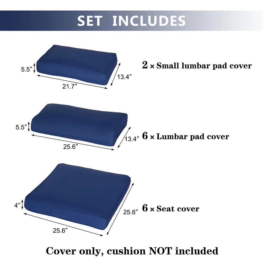 7 Pcs Outdoor Patio Wicker Sofa Chair Cushions Pillow Replacement Covers, Dark Blue Q86706