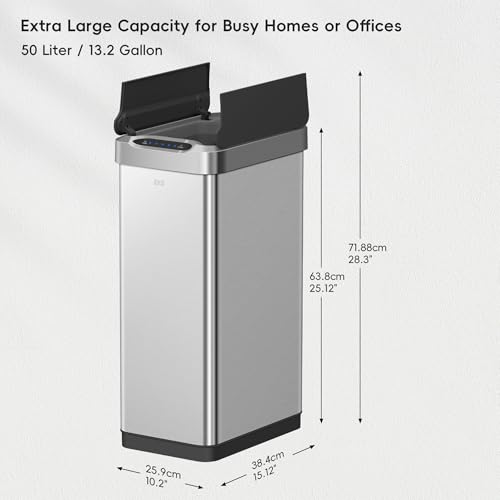 50 Liter Touchless Rectangular Motion Sensor Trash Can L8003