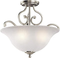 18 3 Light Semi Flush with White Scavo Glass Brushed Nickel O200