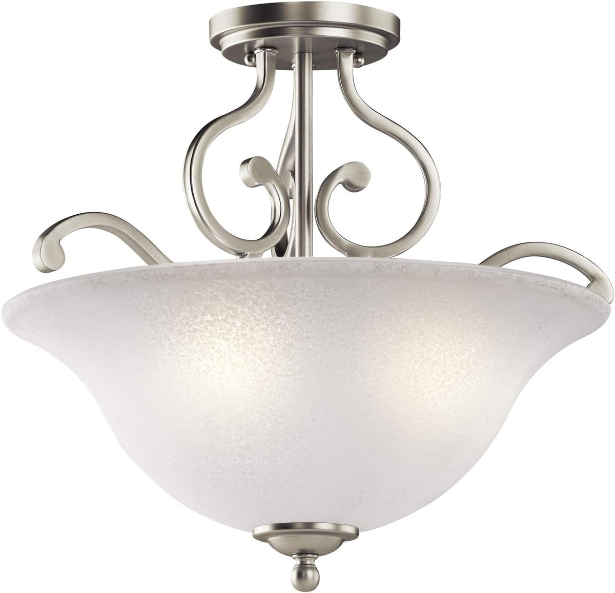 18 3 Light Semi Flush with White Scavo Glass Brushed Nickel O200
