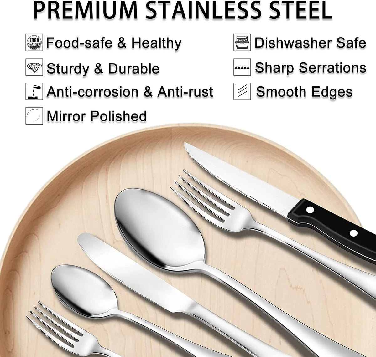 49-Piece Stainless Steel Silverware Set with Organizer A854741